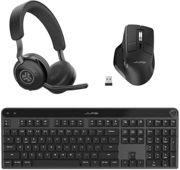 JLab Epic Work Bundle, Epic Work Wireless Headset, Epic Mechanical Keyboard and Epic Wireless Mouse
